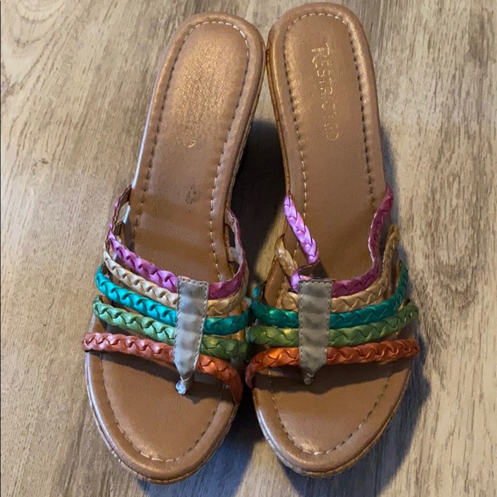 Colourful cork sandals size 10